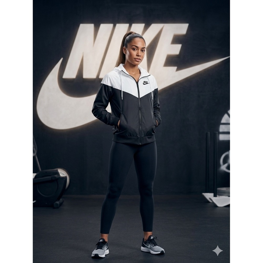 Nike Womens Sportswear‎ Windrunner Hooded Windbreaker 🖤Black White CN6910-011 S